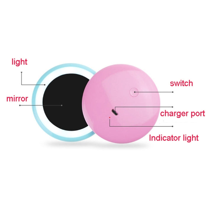 OneFire 1W 10 LEDs Multi-function Rechargeable Donut Shaped Makeup Mirror LED Desk Lamp Night Light, DC 5V, 1W Pink, 1W Blue