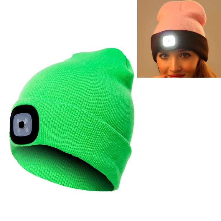 Unisex Warm Winter Polyacrylonitrile Knit Hat Adult Head Cap with 4 LED Lights, Button Battery, Button Battery