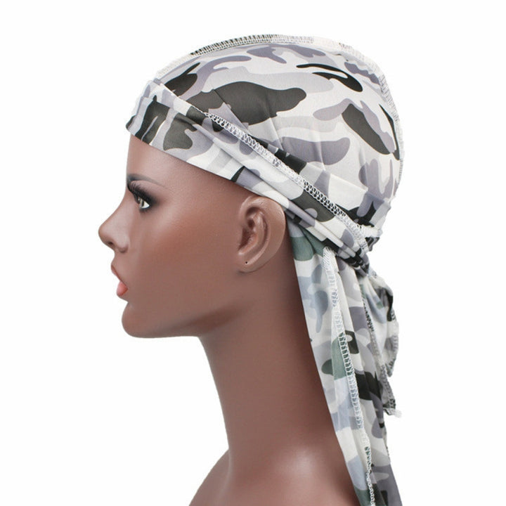 w-4 Camouflage Printing Long-tailed Pirate Hat Turban Cap