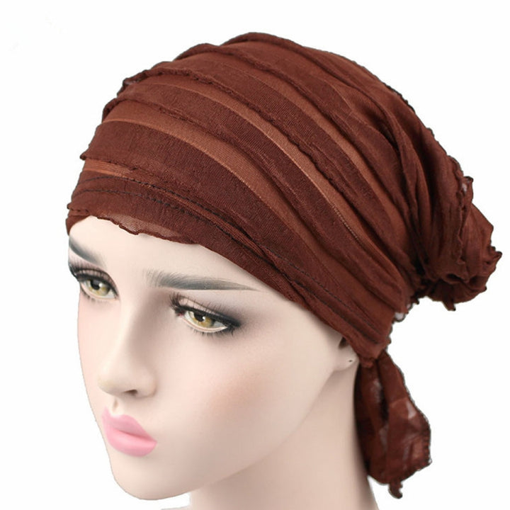 Muslim Stacking Cap Chiffon Fold Turban Cap Chemotherapy Cap