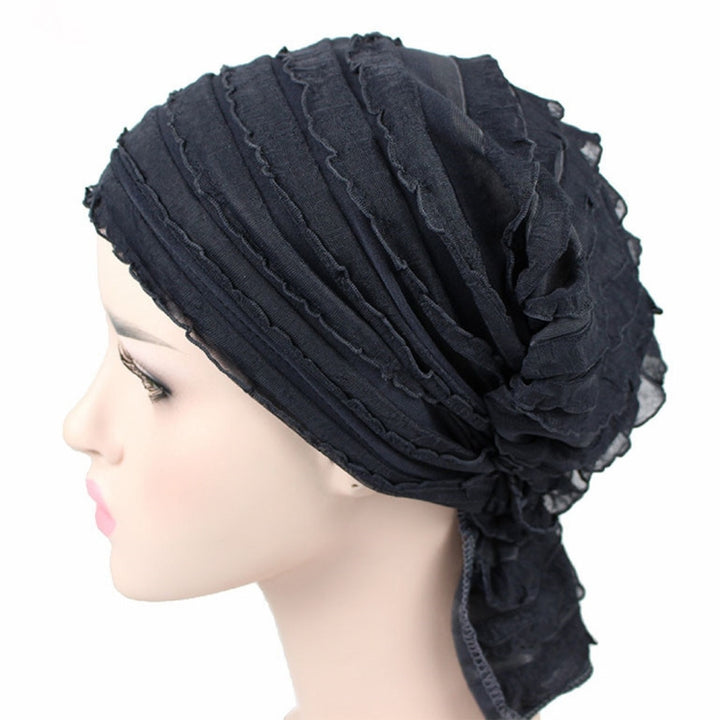 Muslim Stacking Cap Chiffon Fold Turban Cap Chemotherapy Cap