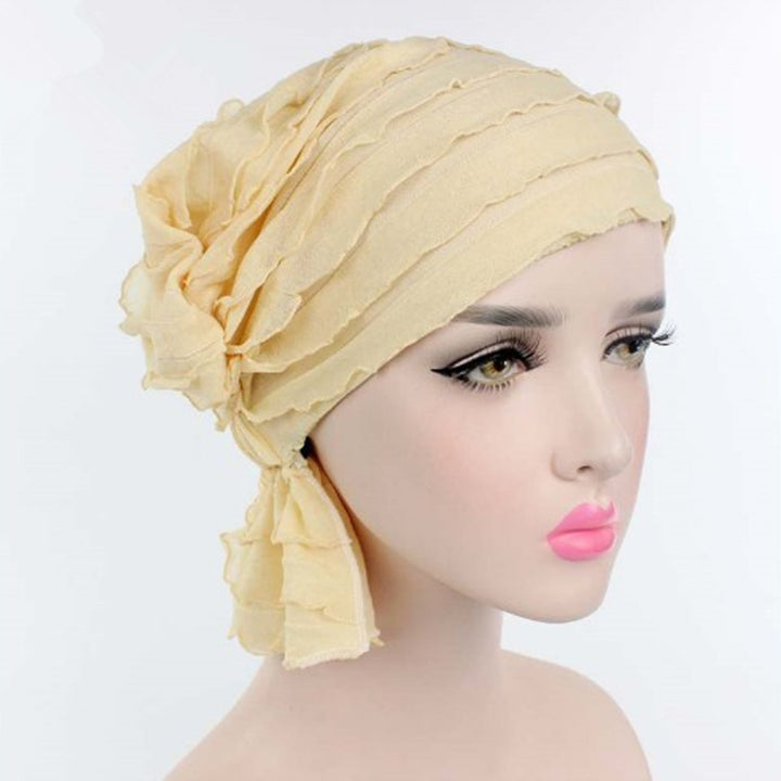 Muslim Stacking Cap Chiffon Fold Turban Cap Chemotherapy Cap