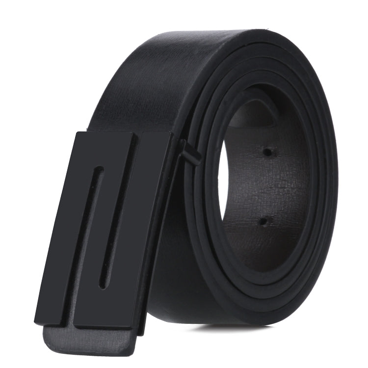 Dandali TT26 Men Fashion Black N Buckle Leather Belt Waistband, Length: 115cm, Black N Buckle