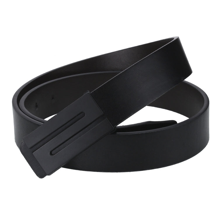 Dandali TT26 Men Fashion Black N Buckle Leather Belt Waistband, Length: 115cm, Black N Buckle