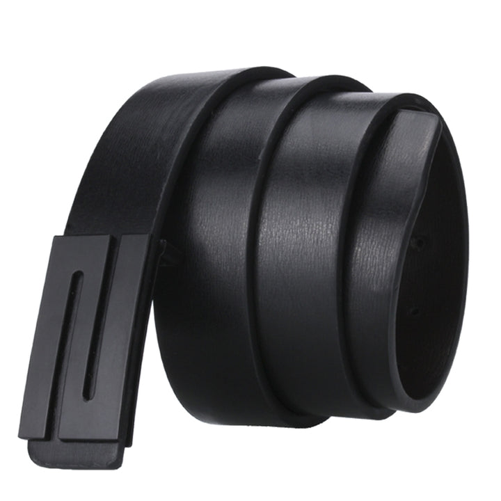 Dandali TT26 Men Fashion Black N Buckle Leather Belt Waistband, Length: 115cm, Black N Buckle