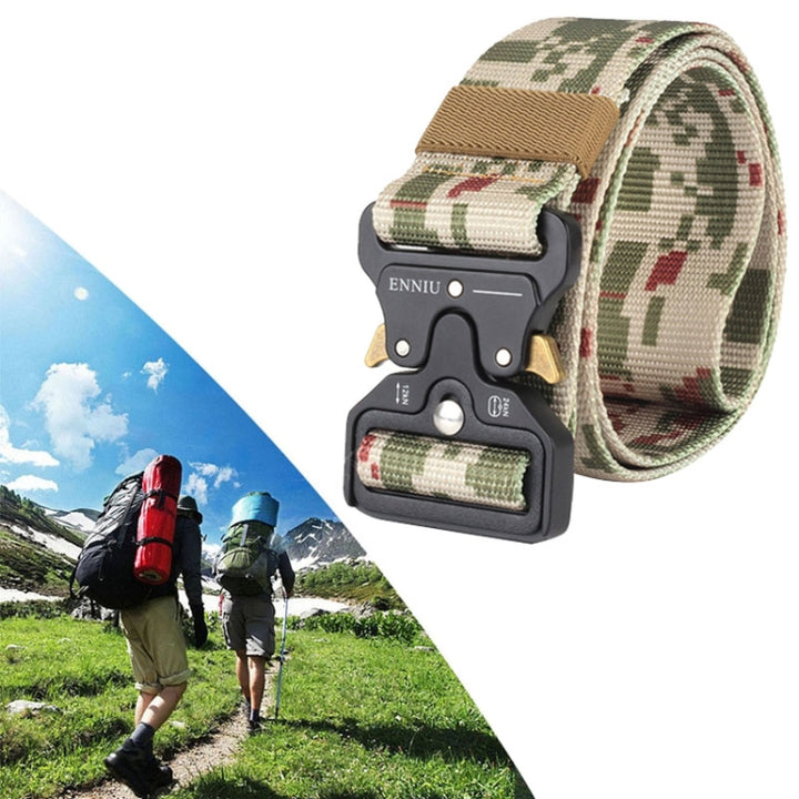 ENNIU 4.3cm Wide Outdoor Casual Nylon Belt Adjustable Multifunction Training Belts for Men, Army Green, Black, Brown, Urban camouflage, Desert camouflage, Jungle camouflage, CP camouflage