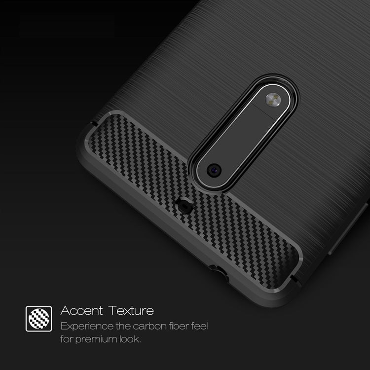 For Nokia 5 Brushed Carbon Fiber Texture Shockproof TPU Protective Cover Case, Nokia 5, For Nokia 5