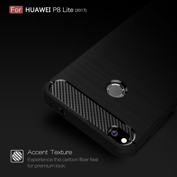 For Huawei  P8 Lite (2017) Brushed Carbon Fiber Texture Shockproof TPU Protective Case, Huawei P8 Lite (2017), For P8 Lite (2017)