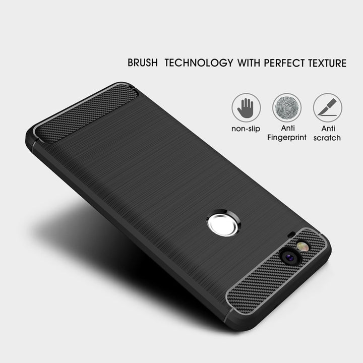 For Google Pixei 2 Brushed Texture Carbon Fiber Shockproof TPU Rugged Armor Protective Case, For Google Pixel 2, Google Pixel 2