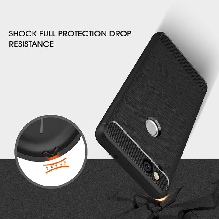 For Google Pixei 2 Brushed Texture Carbon Fiber Shockproof TPU Rugged Armor Protective Case, For Google Pixel 2, Google Pixel 2