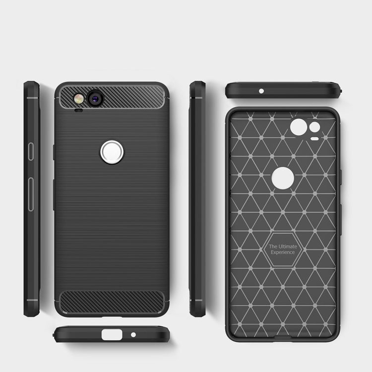 For Google Pixei 2 Brushed Texture Carbon Fiber Shockproof TPU Rugged Armor Protective Case, For Google Pixel 2, Google Pixel 2