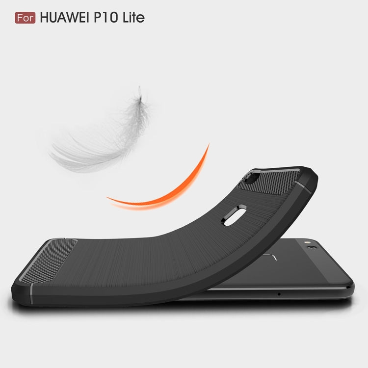 For Huawei P10 Lite Brushed Carbon Fiber Texture Shockproof TPU Protective Cover Case , Huawei P10 Lite