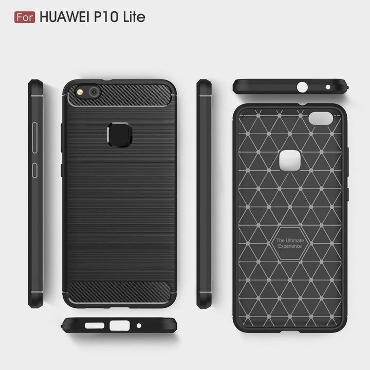 For Huawei P10 Lite Brushed Carbon Fiber Texture Shockproof TPU Protective Cover Case , Huawei P10 Lite