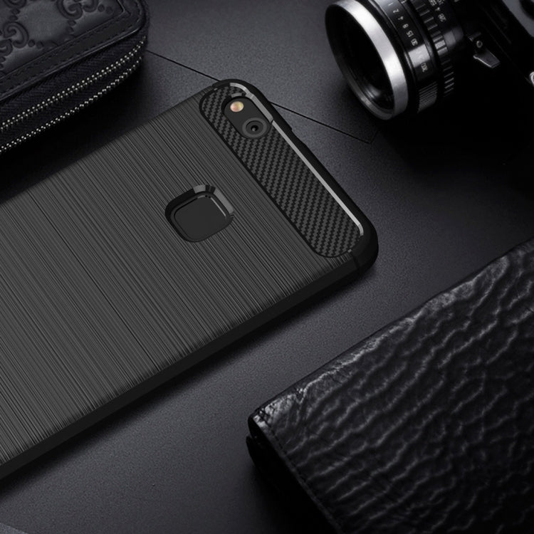 For Huawei P10 Lite Brushed Carbon Fiber Texture Shockproof TPU Protective Cover Case , Huawei P10 Lite