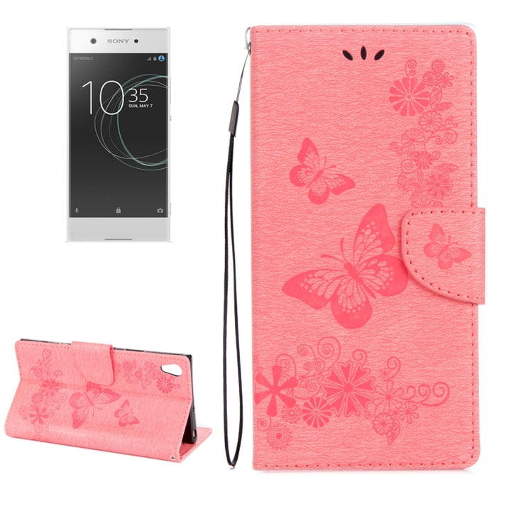 For Sony Xperia XA1 Pressed Flowers Butterfly Pattern Horizontal Flip Leather Case with Holder & Card Slots & Wallet, For Xperia XA1