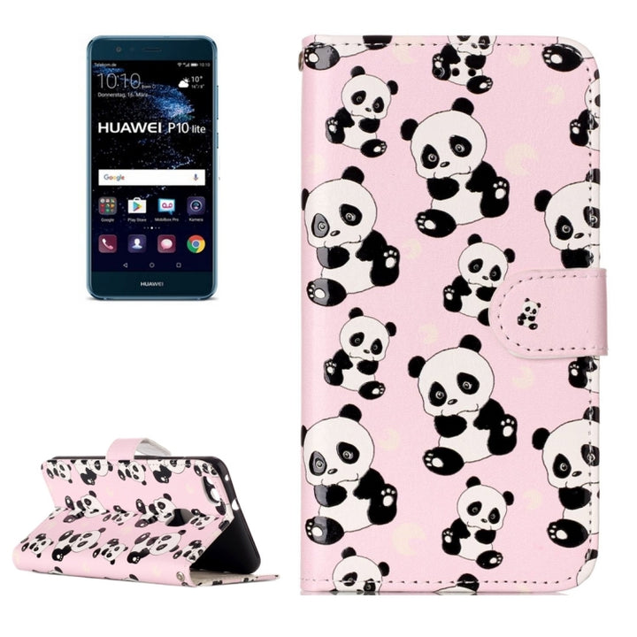 For Huawei  P10 Lite Gloss Oil Embossed Panda Pattern Horizontal Flip Leather Case with Holder & Card Slots & Wallet & Photo Frame, For Huawei P10 Lite, For P10 Lite