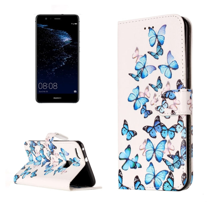 For Huawei  P10 Lite Little Blue Butterfly Pattern Horizontal Flip Leather Protective Case with Holder & Card Slots & Wallet, For P10 Lite