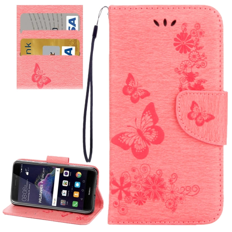 For Huawei P8 Lite (2017) Butterflies Embossing Horizontal Flip Leather Case with Holder & Card Slots & Wallet & Lanyard , For P8 Lite (2017)