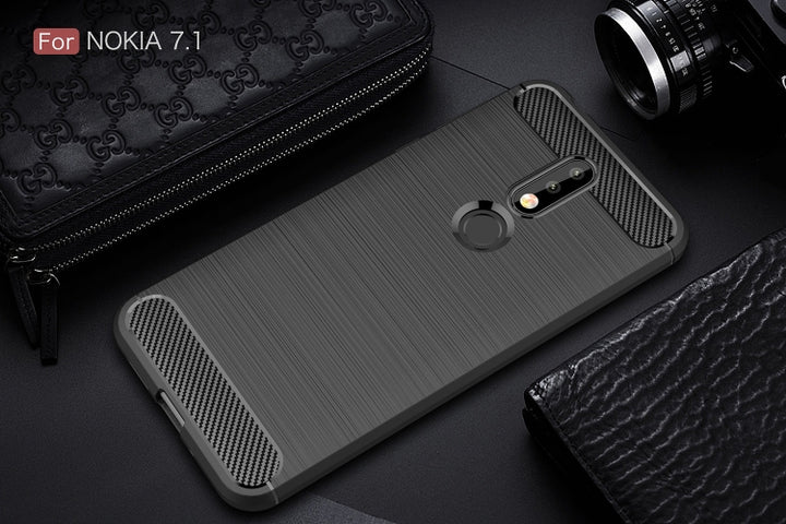 Brushed Texture Carbon Fiber Soft TPU Case for Nokia 7.1, Nokia 7.1, For Nokia 7.1