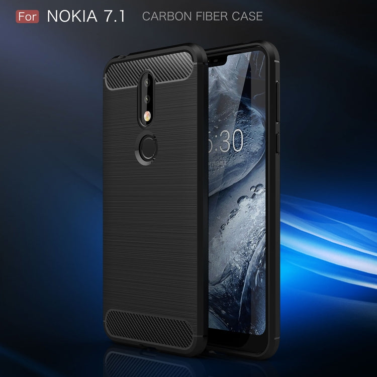 Brushed Texture Carbon Fiber Soft TPU Case for Nokia 7.1, Nokia 7.1, For Nokia 7.1