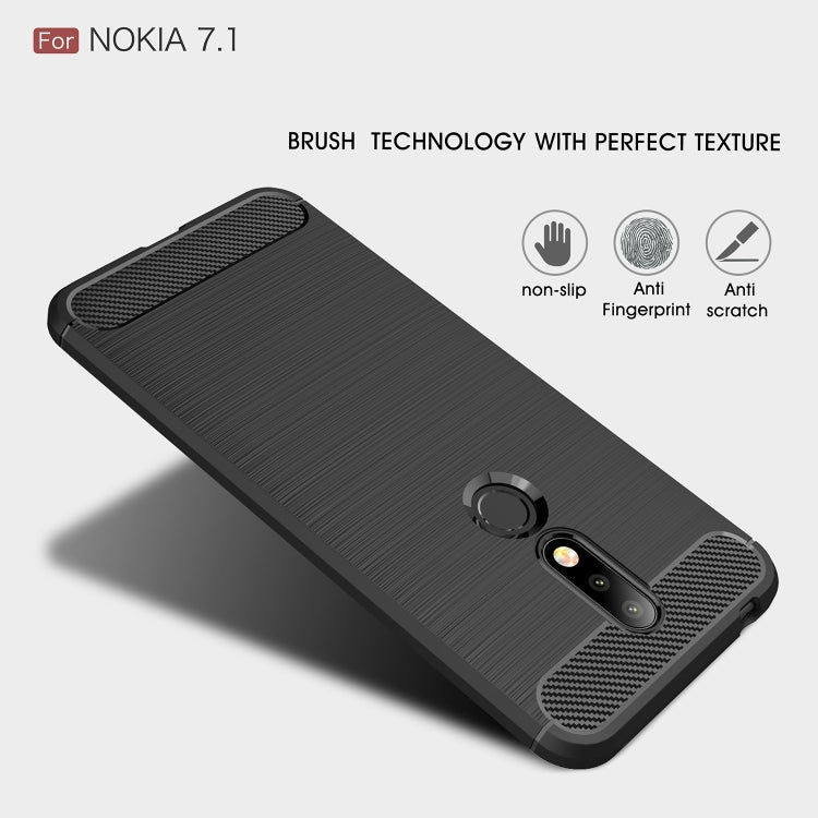 Brushed Texture Carbon Fiber Soft TPU Case for Nokia 7.1, Nokia 7.1, For Nokia 7.1