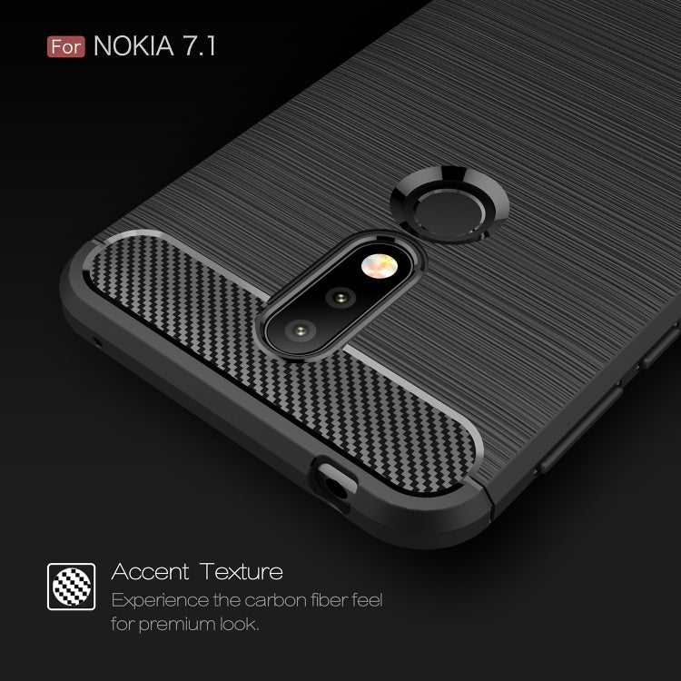 Brushed Texture Carbon Fiber Soft TPU Case for Nokia 7.1, Nokia 7.1, For Nokia 7.1