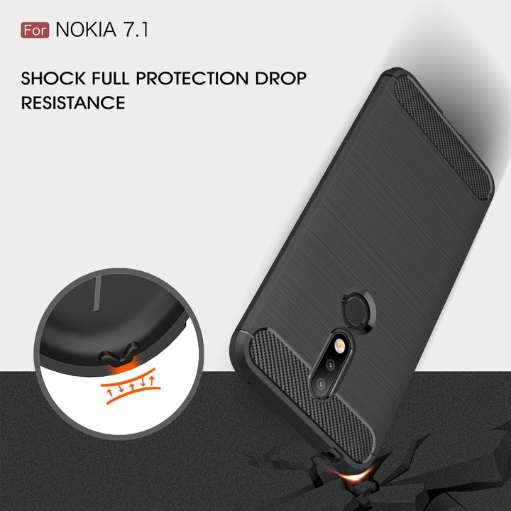 Brushed Texture Carbon Fiber Soft TPU Case for Nokia 7.1, Nokia 7.1, For Nokia 7.1