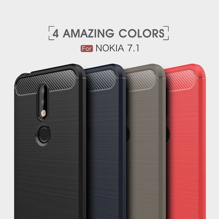 Brushed Texture Carbon Fiber Soft TPU Case for Nokia 7.1, Nokia 7.1, For Nokia 7.1