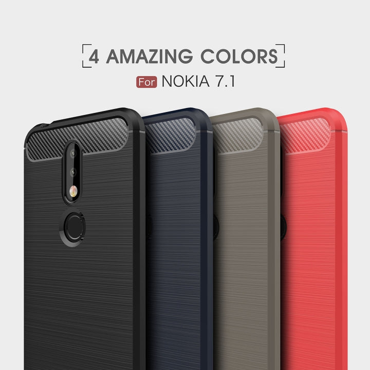 Brushed Texture Carbon Fiber Soft TPU Case for Nokia 7.1, Nokia 7.1, For Nokia 7.1