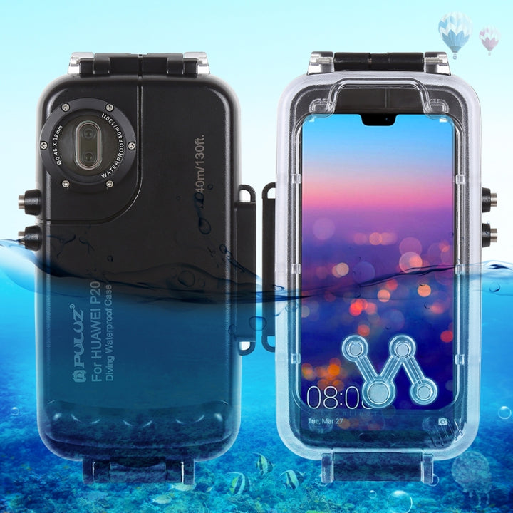 PULUZ PULUZ 40m/130ft Waterproof Diving Case for Huawei P20, Photo Video Taking Underwater Housing Cover, For Huawei P20(T), For Huawei P20(B), For Huawei P20(W)