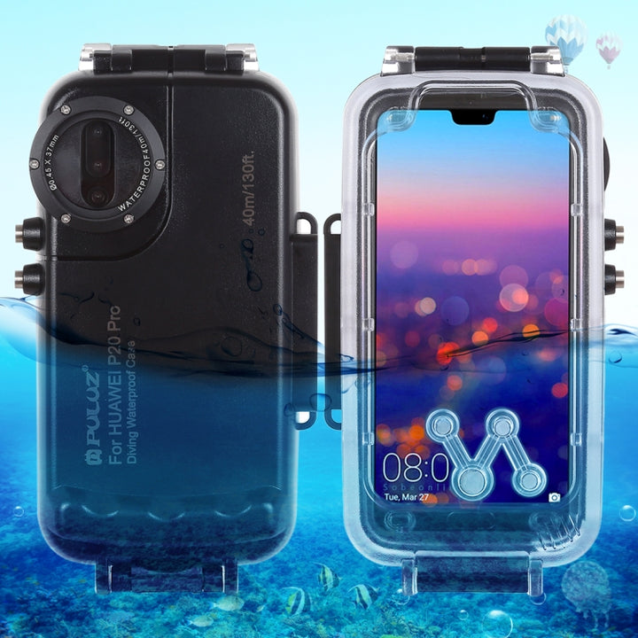 PULUZ 40m/130ft Waterproof Diving Case for Huawei P20 Pro, Photo Video Taking Underwater Housing Cover, For Huawei P20 Pro(T), For Huawei P20 Pro(W), For Huawei P20 Pro(B)