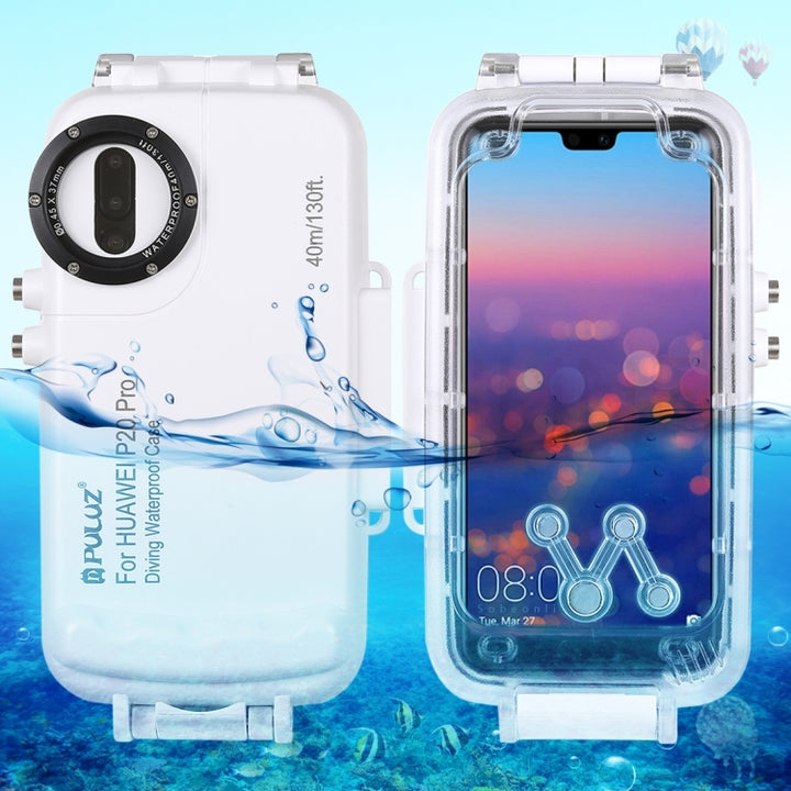 PULUZ 40m/130ft Waterproof Diving Case for Huawei P20 Pro, Photo Video Taking Underwater Housing Cover, For Huawei P20 Pro(T), For Huawei P20 Pro(W), For Huawei P20 Pro(B)