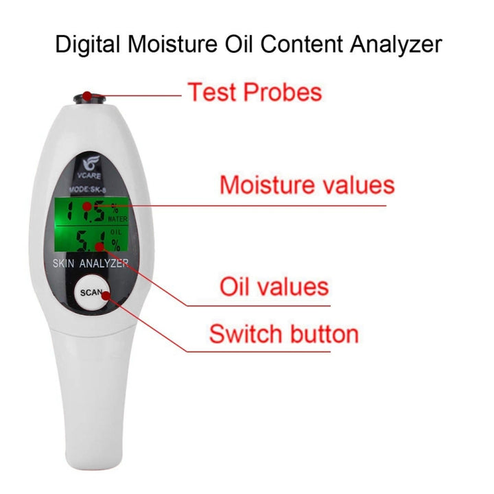 Mini Portable LCD Digital Moisture Skin Care Tester Moisture Oil Content Analyzer, Mini