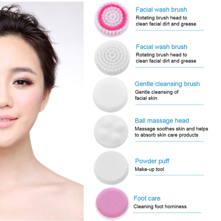 6 in 1 Waterproof Facial Cleansing Instrument (Size: 130 x 85 x 40mm), 6 in 1 135 x 80x 40mm