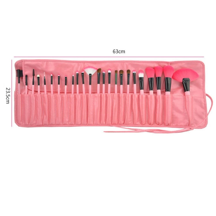 24 PCS Goat Hair Pink Handle Makeup Brush Set with Pink Pouch, 24pcs