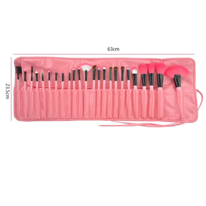 24 PCS Goat Hair Pink Handle Makeup Brush Set with Pink Pouch, 24pcs