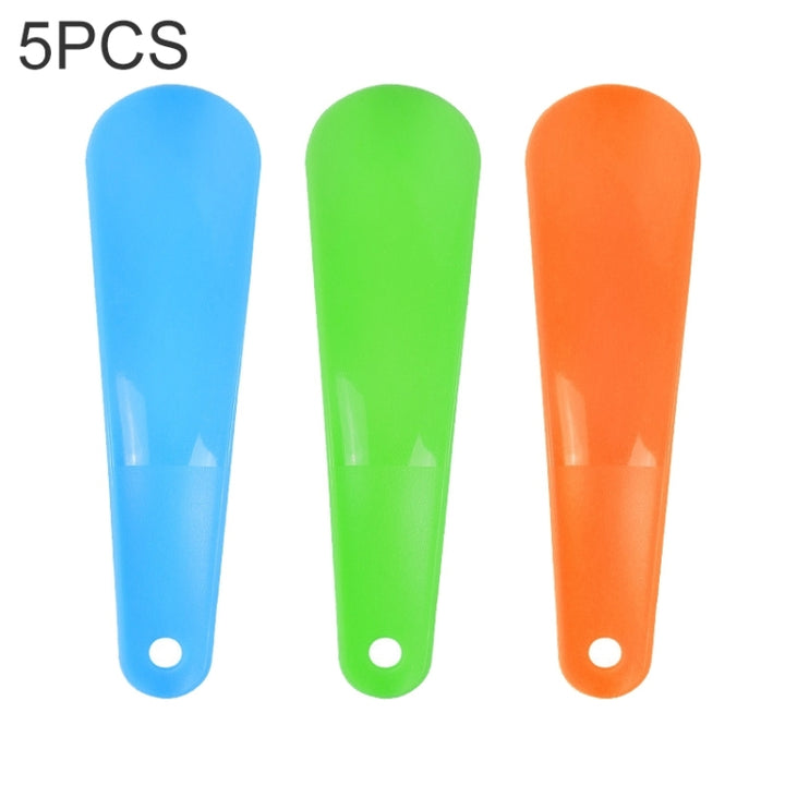 5 PCS 019 Plastic Shoehorn Household Shoes Auxiliary Shoe Puller, Specification: Curved, Color Random Delivery, Curved