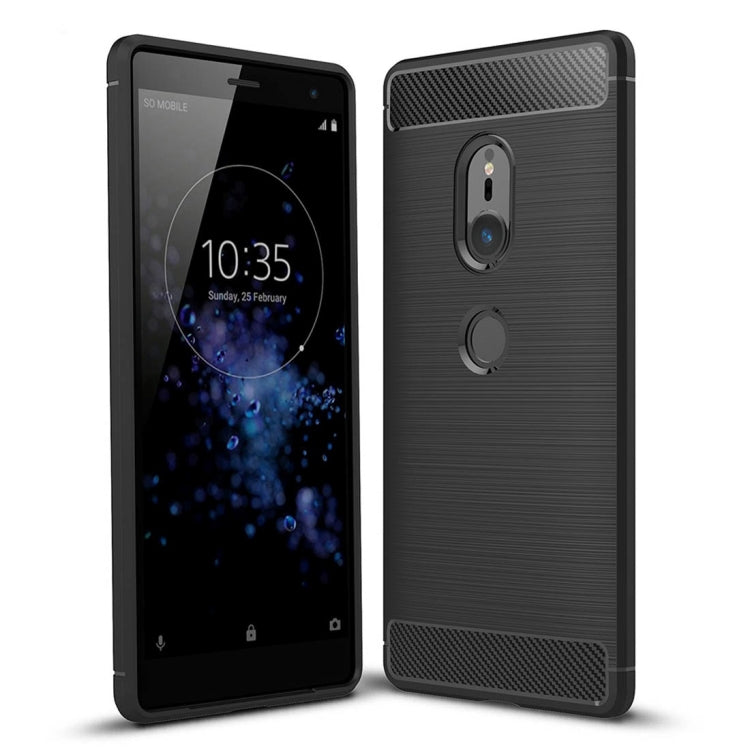 For Sony Xperia XZ2 Brushed Texture Carbon Fiber Shockproof TPU Protective Back Case, For Sony Xperia XZ2, Sony Xperia XZ2