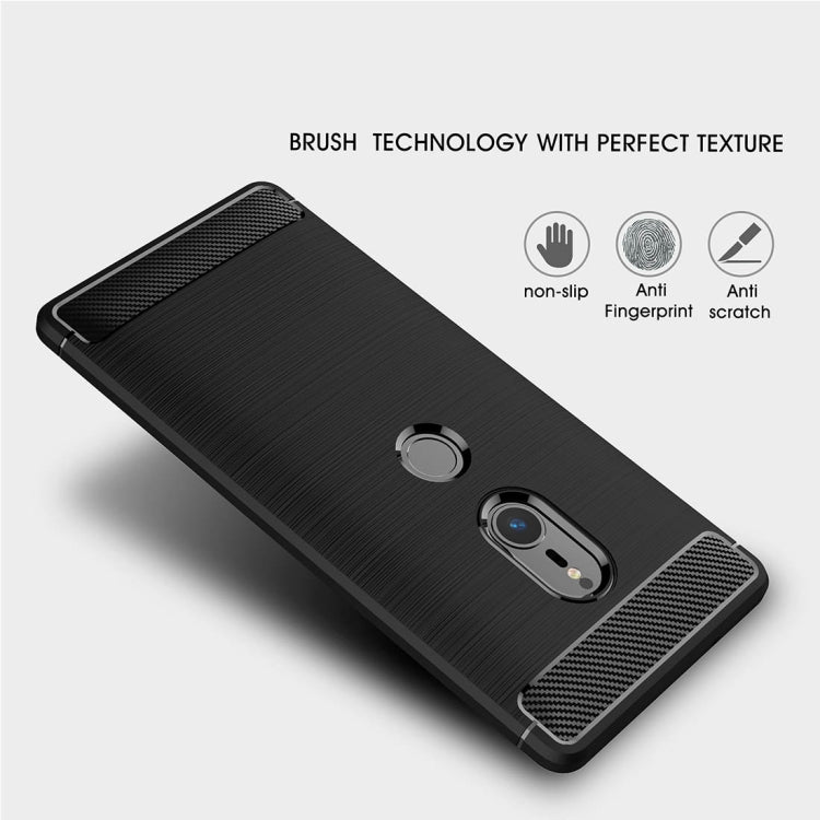 For Sony Xperia XZ2 Brushed Texture Carbon Fiber Shockproof TPU Protective Back Case, For Sony Xperia XZ2, Sony Xperia XZ2