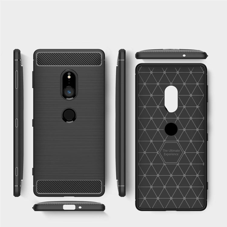 For Sony Xperia XZ2 Brushed Texture Carbon Fiber Shockproof TPU Protective Back Case, For Sony Xperia XZ2, Sony Xperia XZ2