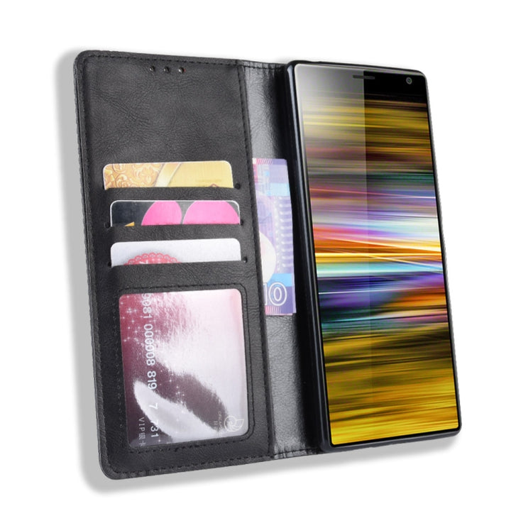 Magnetic Buckle Retro Texture Horizontal Flip Leather Case for Sony Xperia 10 Plus, with Holder & Card Slots & Wallet, Sony Xperia 10 Plus