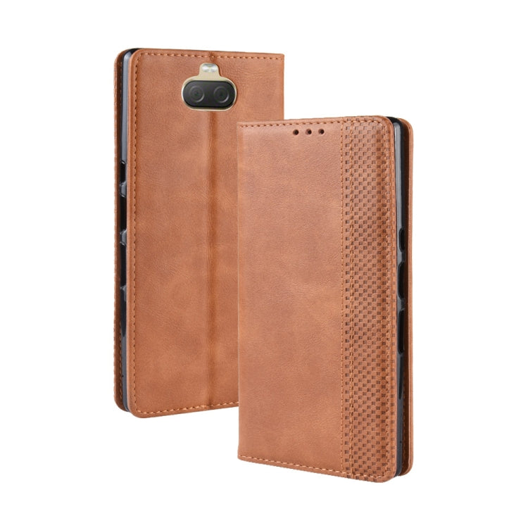 Magnetic Buckle Retro Texture Horizontal Flip Leather Case for Sony Xperia 10 Plus, with Holder & Card Slots & Wallet, Sony Xperia 10 Plus