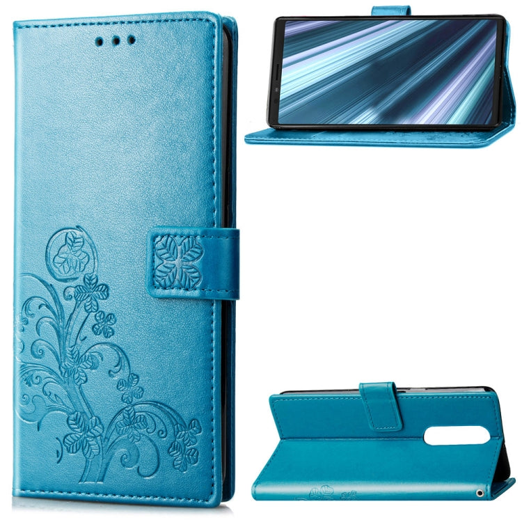 Lucky Clover Pressed Flowers Pattern Leather Case for Sony Xperia 1 / Xperia XZ4, with Holder & Card Slots & Wallet & Hand Strap, For Sony Xperia 1 / Xperia XZ4