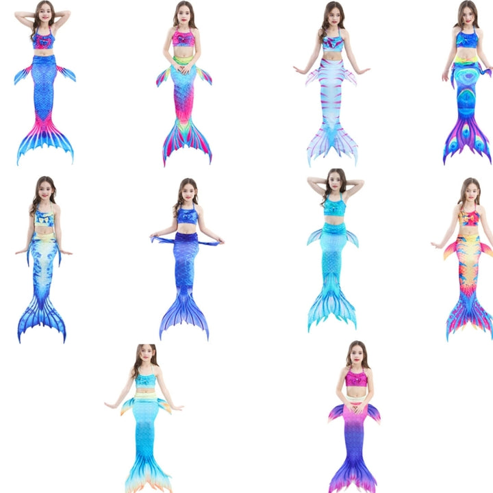 3 PCS / Sets Children Swimming Mermaid Tails Bikini Cosplay Mermaid Swimwear, Size: 110, Size:110