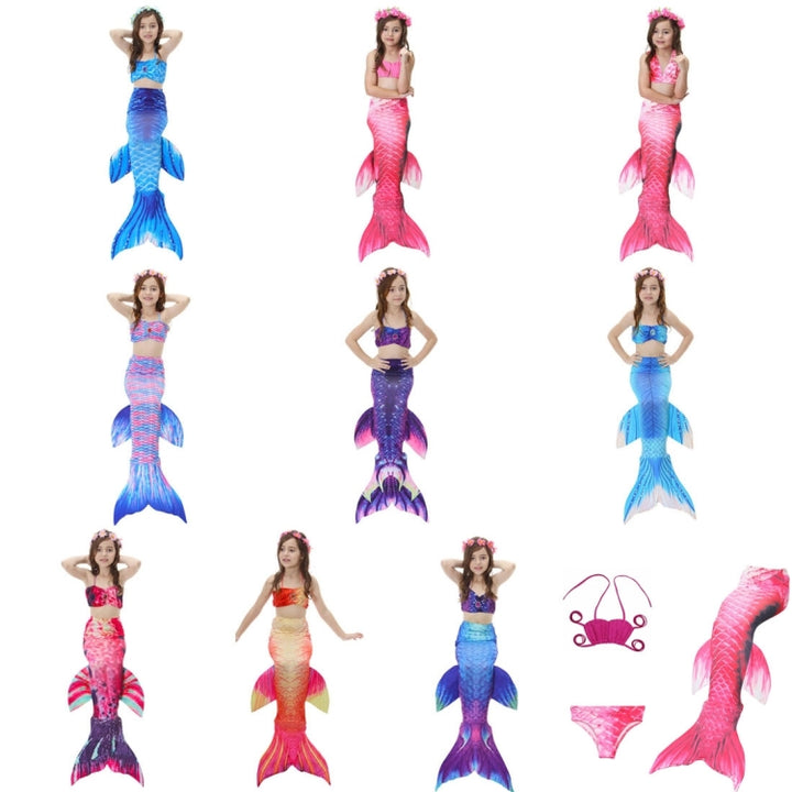 3 PCS / Sets Children Swimming Mermaid Tails Bikini Cosplay Mermaid Swimwear, Size: 130, Size: 130