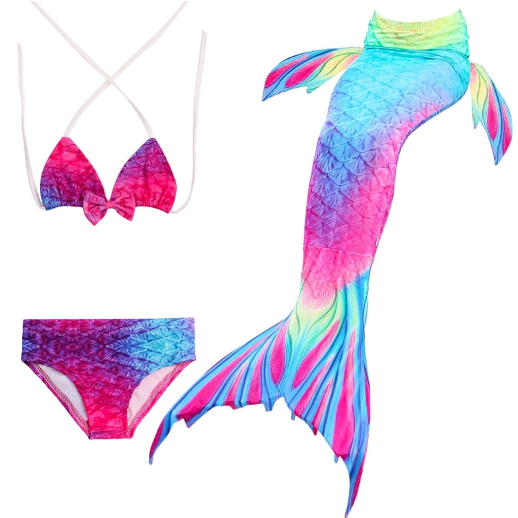 3 PCS / Sets Children Swimming Mermaid Tails Bikini Cosplay Mermaid Swimwear, Size: 110(Magenta+Blue), Size: 110