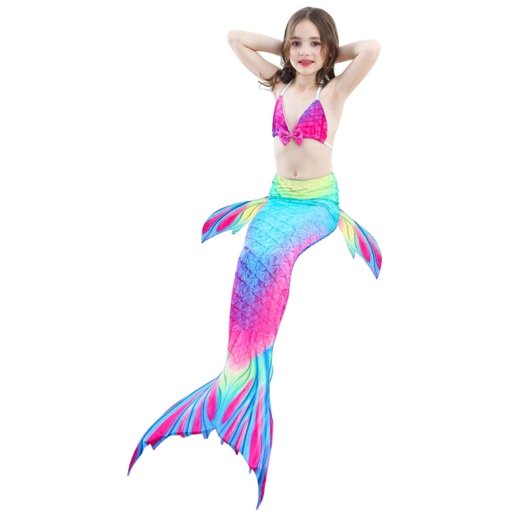 3 PCS / Sets Children Swimming Mermaid Tails Bikini Cosplay Mermaid Swimwear, Size: 110(Magenta+Blue), Size: 110