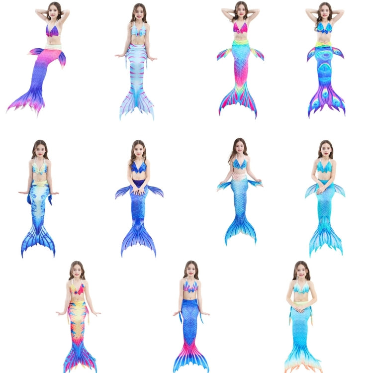 3 PCS / Sets Children Swimming Mermaid Tails Bikini Cosplay Mermaid Swimwear, Size: 110(Magenta+Blue), Size: 110