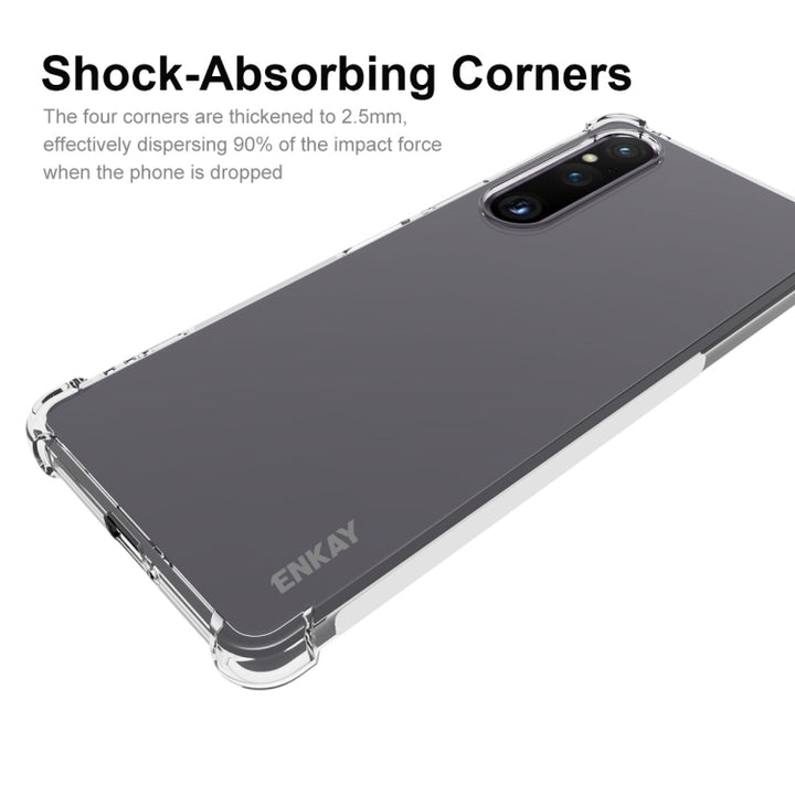 For Sony Xperia 1 V ENKAY Hat-Prince Clear TPU Shockproof Phone Case, For Sony Xperia 1 V