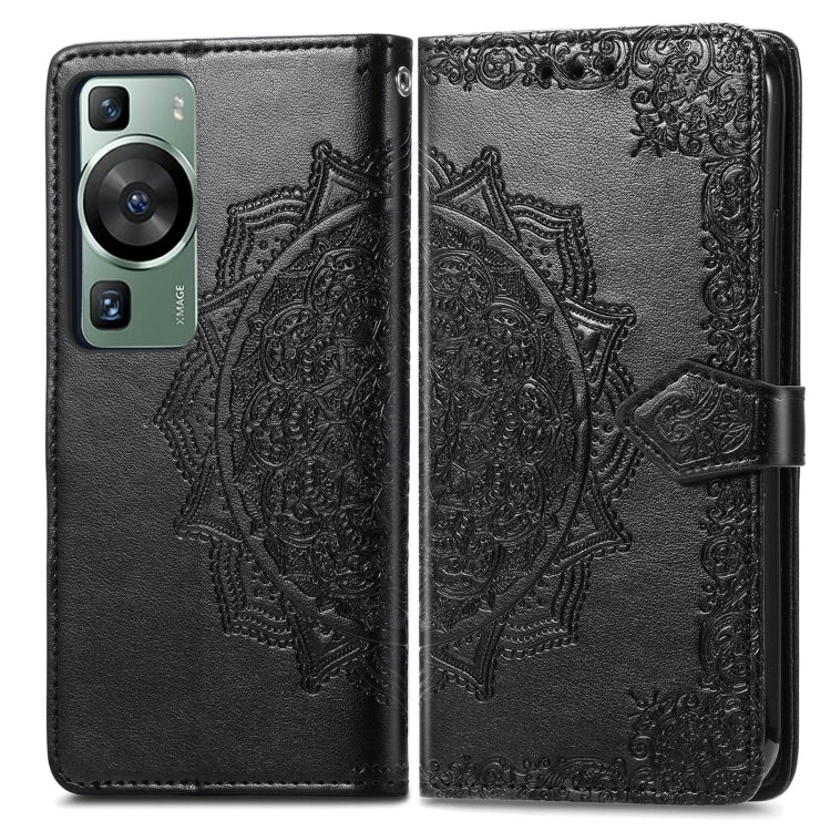 Mandala Flower Embossed Leather Phone Case, For Huawei P60, For Huawei P60 Pro